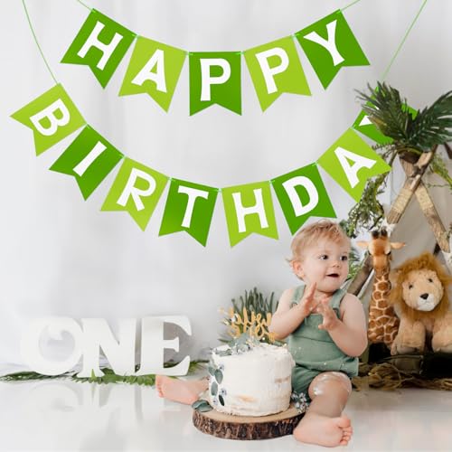 Image of Happy Birthday Banner Party Banner NO DIY Birthday Sign Green
