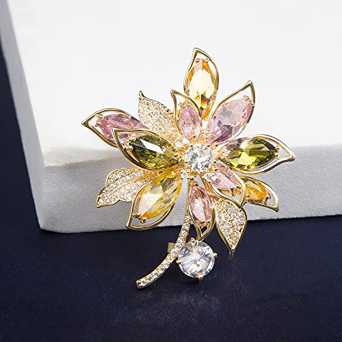 Jadeangel Flower Brooch Pins For Women Fashion Fancy Brooches With Cubic Zirconia For Wedding Party Broach Gift #TOP2