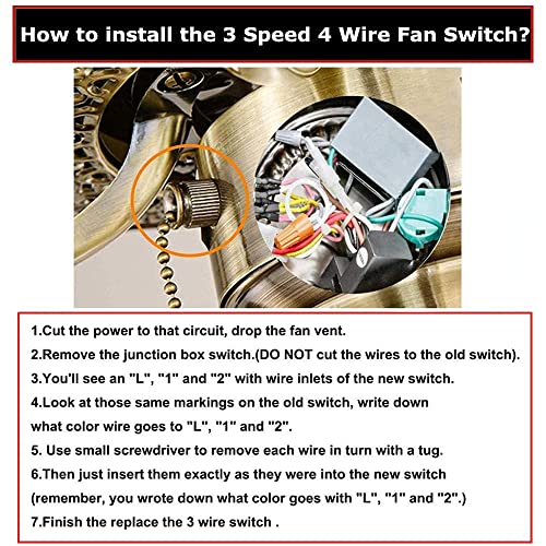 Ceiling Fan Switch 3 Speed 4 Wire, Ze-268S6 Ceiling Fan Replacement Parts, Nickel Ceiling Fan Pull Chain Switch #TOP3