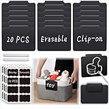 54-Piece Set of Basket Labels Clip On For Storage Bins: 20 Erasable Plastic Kitchen Pantry Labels,...