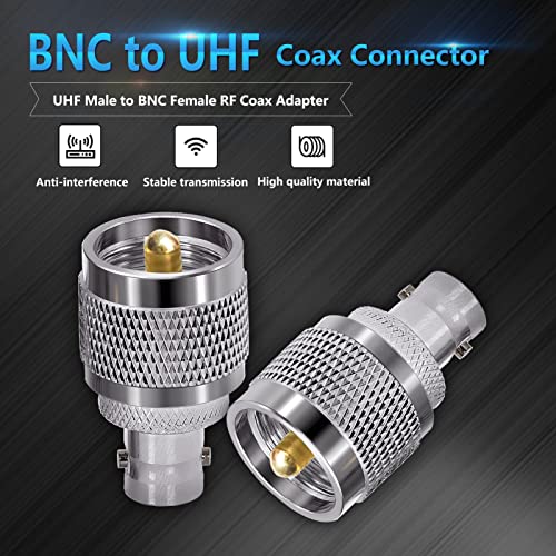 TUOLNK BNC Female to UHF PL259 Male RF Coaxial Adapter SO239 Male to BNC Female Coaxial Connector for Extension Cable 2pcs - Image 2