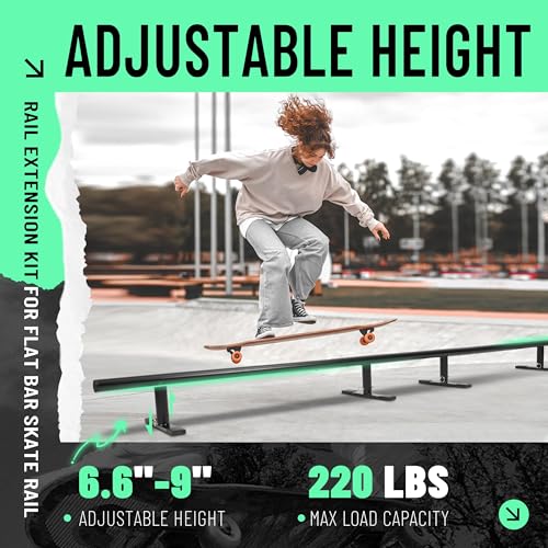 Gelacie 98.8\" Round Skate Rail for Skateboards, Scooters & Inline Skates - 3-Step Height Adjustable Grind Rail, Heavy-Duty Skatepark Rail for Skill Progression