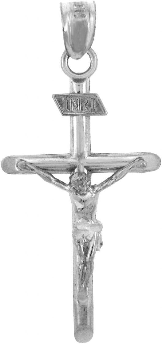 Religious Jewelry .925 Sterling Silver Cross Charm INRI Crucifix Pendant Necklace with Rolo Chain and Pendant Only - Image 3