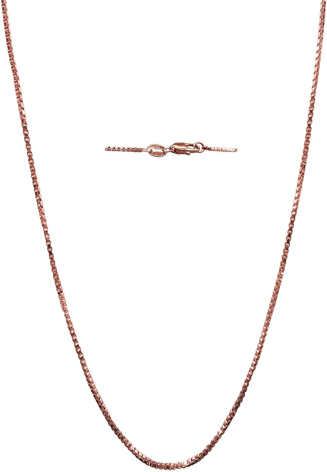 14K Real Yellow/White/Rose Gold Solid Box Link Chain Necklace with Lobster Claw Clasp, Jewelry Gift for Women or Men