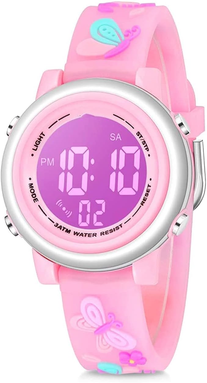 – Toddler Kids Digital Watches for Girls Boys, 3D Cute Cartoon 7 Color Lights Waterproof Sport Electronic Wrist Watch with Alarm Stopwatch for 3-10 Year Children