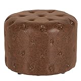 Entdecken Sie unseren vielseitig einsetzbaren Sitzhocker mit einem hochwertigen Bezug und stilvollen Zierknöpfen im Chesterfield Design