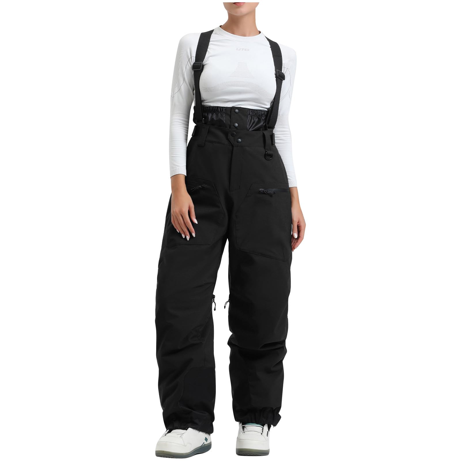 Generisch Skihose Damen Wasserdicht Schneehose Atmungsaktiv Snowboardhose Baggy Ski Hosen Hosenträger Skihosen Frauen Langgröße Winterhose Ski-Trägerhose Zum Drüber Ziehen Outdoorhose Hose Einfarbig