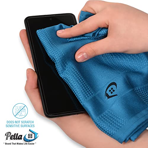 Pella Microfiber Cleaning Cloth | Household Cleaning | Non-Abrasive, Reusable And Washable | Microfiber Towels For Cars, House, Kitchen, Window (Blue, Pack Of 3) #TOP5