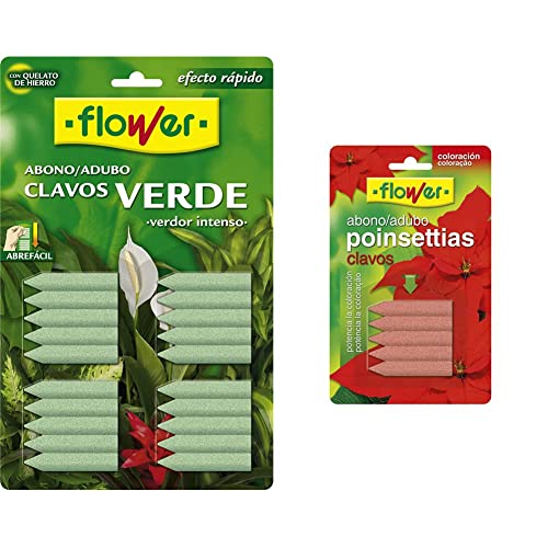 Flower Abono Clavos Verde, (Blister 20 unidades) & Abono Clavos, 5 Unidades
