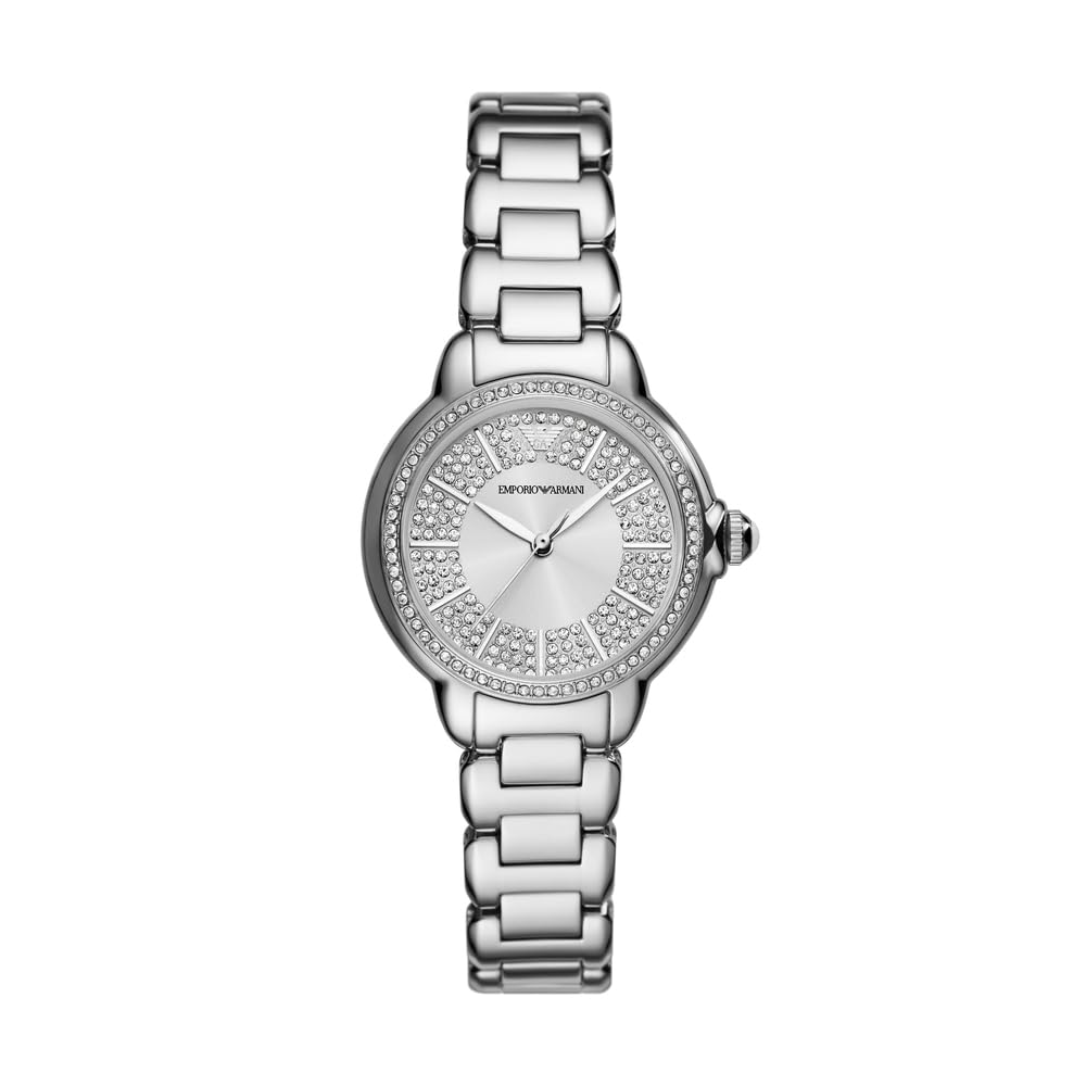 Emporio Armani Reloj para Mujer, Movimiento de Cuarzo trifuncional y Caja de 32 mm con Correa de Acero, Piel o Silicona