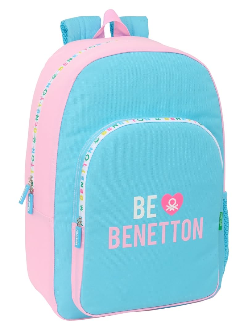 Safta BENETTON UNIQUE - Mochila Escolar, Adaptable a Carro, Ideal para Niños de Diferentes Edades, Cómoda y Versátil, Calidad y Resistencia