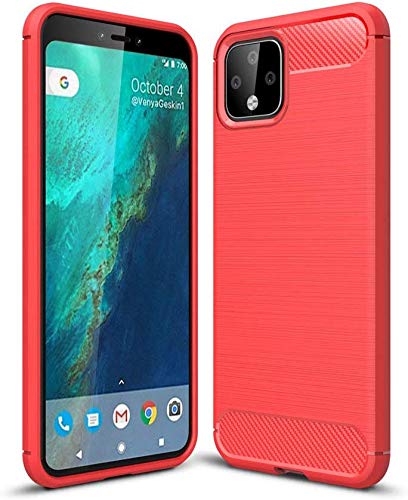 Lapinette Funda Compatible con Google Pixel 4 XL Fibra de Carbono - Carcasa Pixel 4 XL Protección Ligera y Flexible - Funda Carbono Pixel 4 XL Funda Premium Rojo
