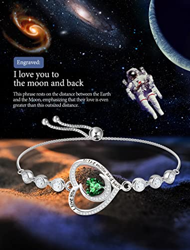 Bracelets Christmas Gifts For Women Sterling Silver Tennis Bracelet Created Emerald Jewelry Wife Forever Love Heart May Birthstone Bracelet For Girlfriend Girls #TOP6