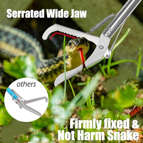 Image of IC ICLOVER Professional 52 Inch Upgrade Heavy Duty Extra Long Snake Tongs Reptile Grabber Rattle Snake Catcher Wide Jaw Handling Tool with Non-Slip Grip Handle