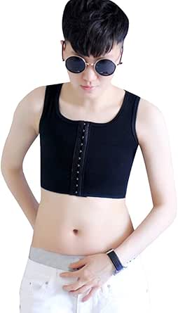 BaronHong Strapless Mesh Chest Binder Short Corset Sport Bra for Tomboy Trans Le