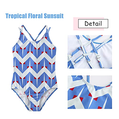 Image of Moon Tree Girls One Piece Swimsuits, Adjustable Double Straps Bathing Suits for Kids Girls Hawaiian Swimwear 3-16 Years