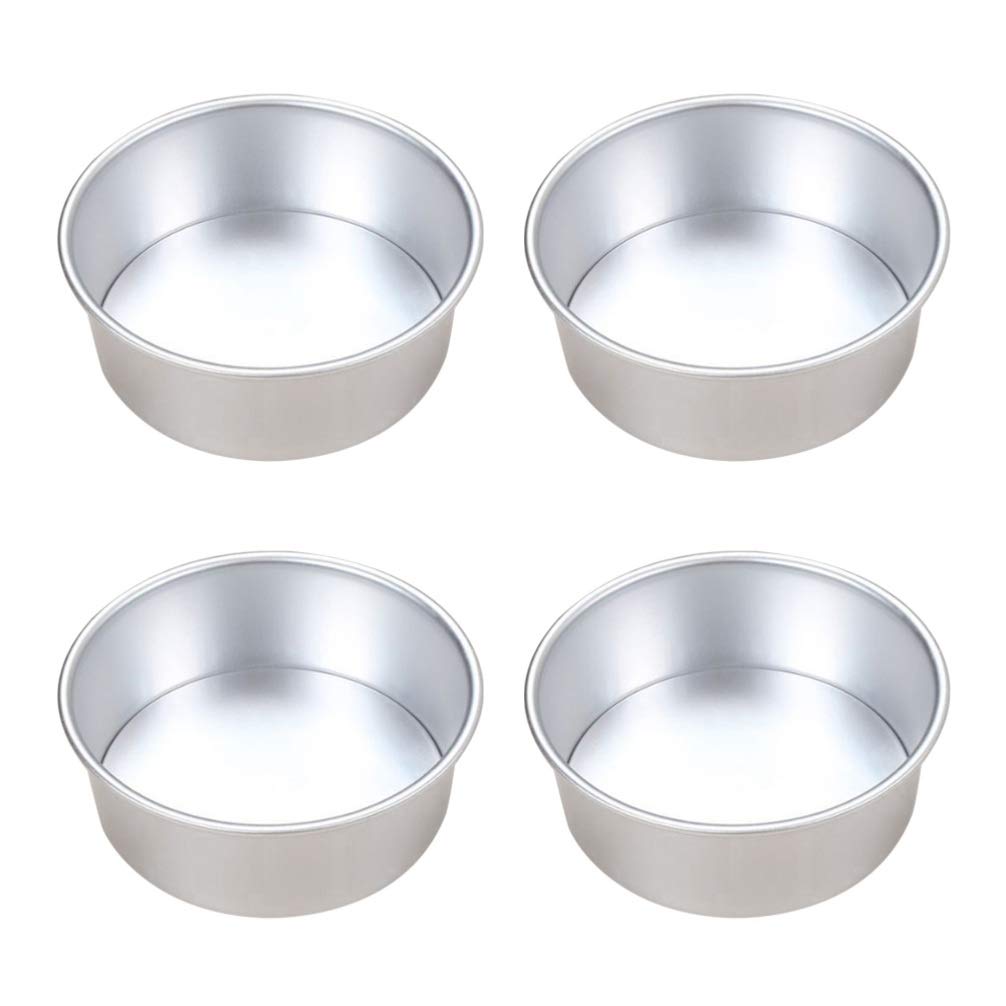 Cabilock 4 Piezas Molde para Pastel De 6 Pulgadas Molde para Hornear Pan Molde para Chocolate Molde para Pasteles Soporte De Pared para Estante De Microondas Cacerola Mollete Antiadherente