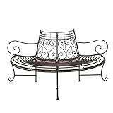 Pureday Gartenbank Baumbank - Halbrund mit Armlehnen - Antik Look - Metall