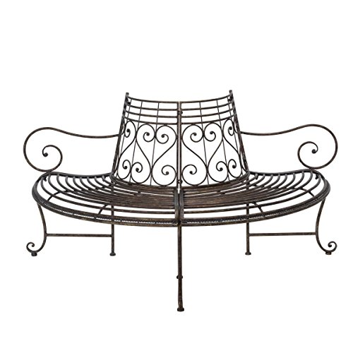 Gartenbank Baumbank Copper- halbrunde Bank - Rundbank im Antik Look -...