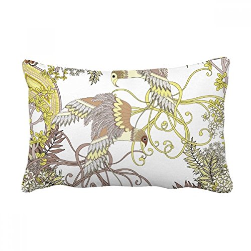 Coussin lombaire design Ukiyo-E fleur oiseau, idée cadeau originale déco canapé