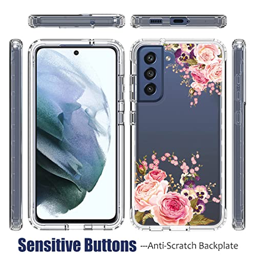 Housse Galaxy S21 FE 5G fleur rose aux finitions premium soignées - 5