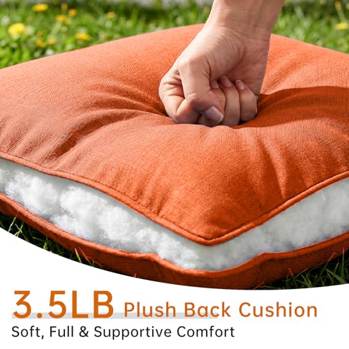Image of Luxury 6 inch Thick Outdoor Cushion Set 8 - 24x24 Patio Furniture Cushions with 28D High-Density Foam, Water-Resistant & Fade-Resistant Fabric, Removable Covers for Patio Furniture Sofa Couch -Orange