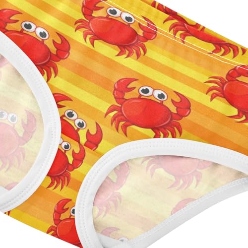 Joisal Girls Underwear Toddlers 2t Cotton Little Girl Panties Print Undies Kids Briefs Cute Red Cartoon Crabs Orange4