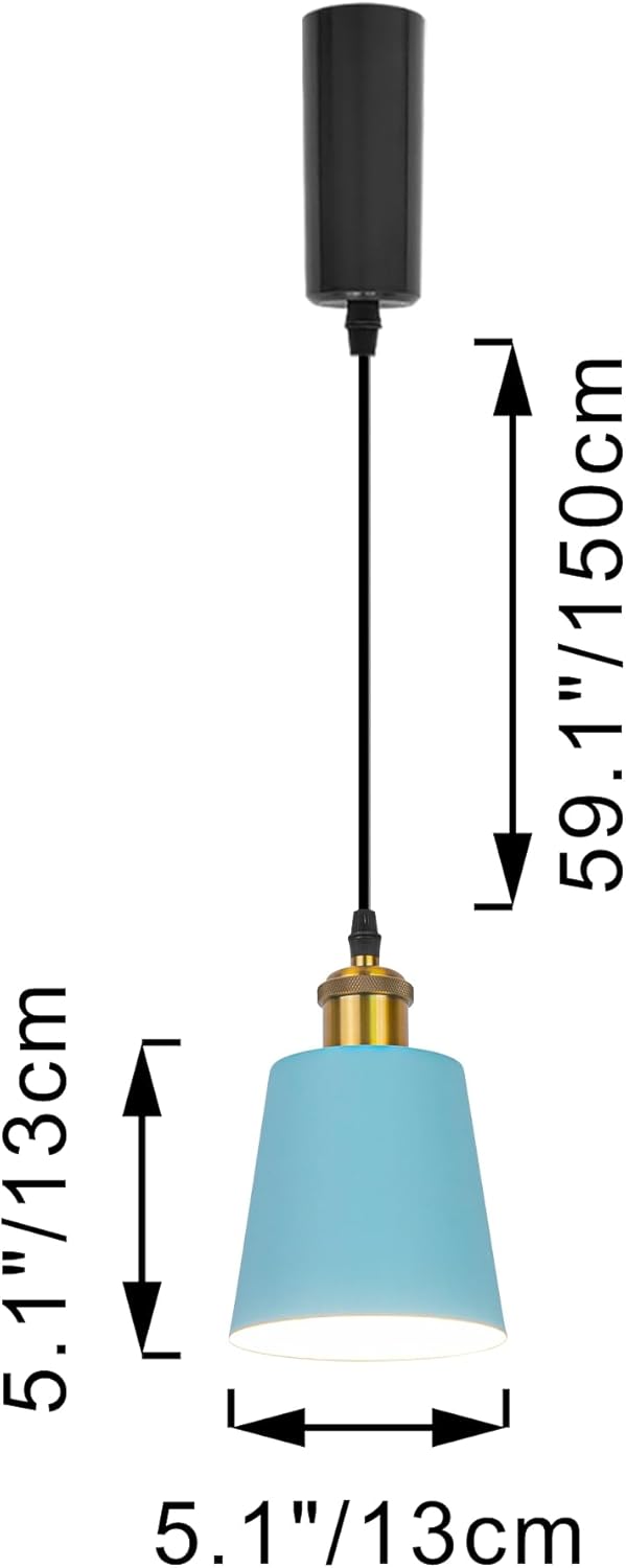 Remote Control with E26 2700K-6500K LED Bulbs H-Type Track Lighting Pendant Restaurant Retro Blue Light Adjustable Wire Length, Halo Track Mounted for Kitchen, 3 Lights,5 ft