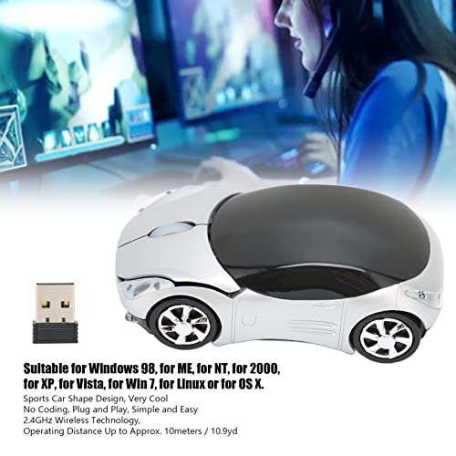 Image of Luqeeg 2.4GHz Car Mouse, 3D Sport Car Shape Ergonomic Optical with USB Receiver, 1600 DPI Computer Mouse for PC Laptop Computer