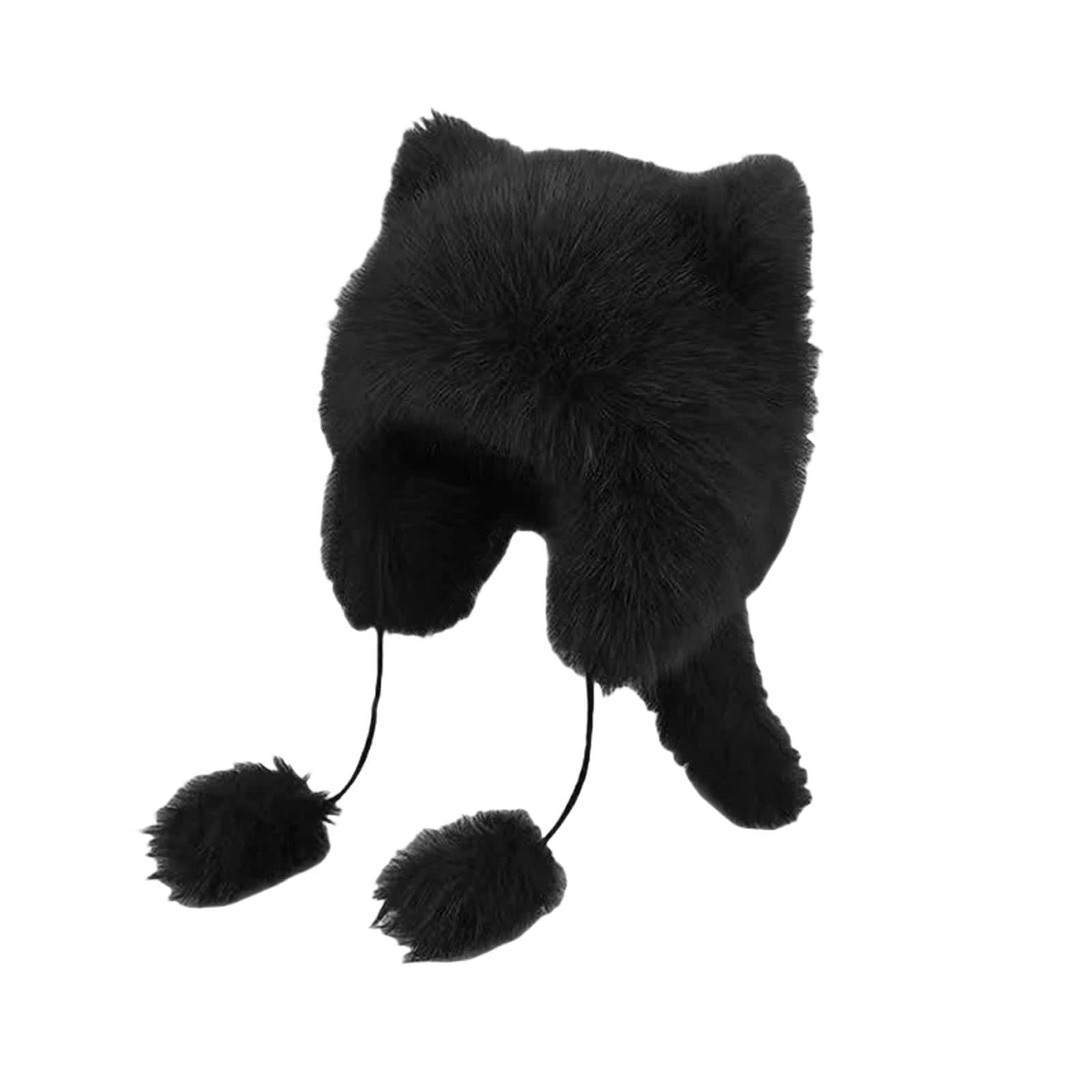 Bonnet femme mignon chapeau d'hiver chaud peluche style skullies