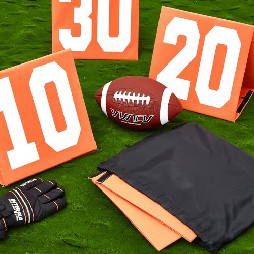 Liliful Set of 11 Football Yard Markers High Visibility Football Field Yard Line Markers 12.5 Inch Portable Weighted Yardage Marking with Carrying Bag for Sports Game Training