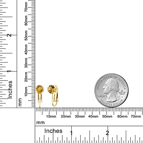 Gem Stone King 925 Yellow Gold Plated Silver Yellow Citrine Clip On Earrings For Women (1.40 Cttw, Gemstone Birthstone, Round 6Mm) #TOP2