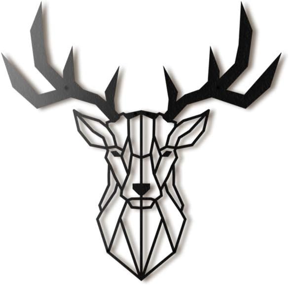 Hoagard Deer Head XL Metal Wall Art 75cm x 80cm | Geometric Metal Wall Art & Wall Decoration