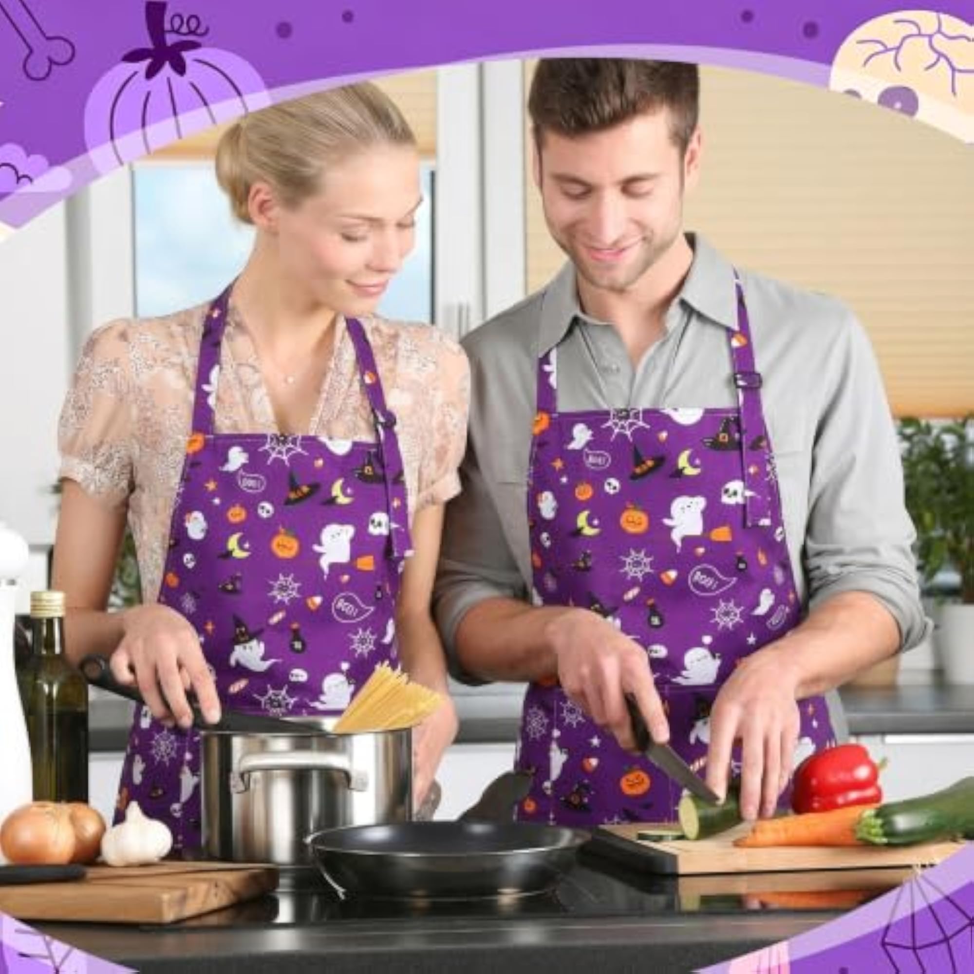 Halloween Apron, Funny Ghost Apron with Pockets