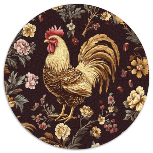 Puzzle de 1000 piezas premium, diseño floral de gallo de campo estilo vintage para coleccionistas
