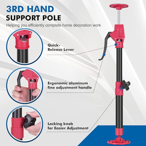 Hocamel Cabinet Jacks for Installing Cabinets, Adjustable Support Pole 45.3" to 114.2" Premium Steel Support Rod, 3rd Hand Support System for Drywall Jack& Cargo Bars, 265 LB Capacity, 2 PCS