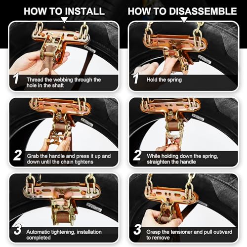 Datanly 20-Pack for Full Vehicle 4 Tires, Adjustable Snow Chains for Tire Size 215-285mm, Quick Fit Easy Installation, Heavy Duty Non Skid Suv Truck Pickup by Datanly - Image 4