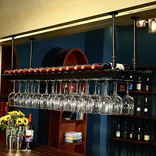 Casier à vin suspendu au design vintage et structure de plafond raffinée