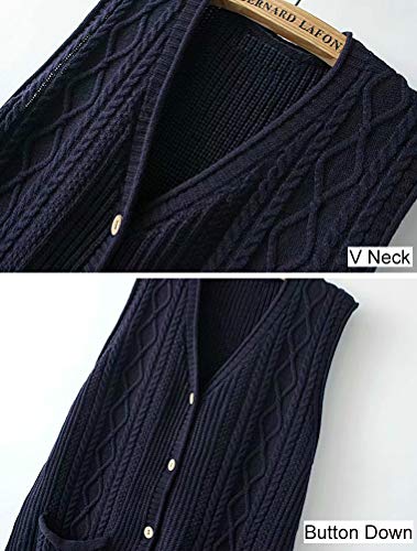 FTCayanz Women's Sweater Vest Button Down Cable Knit Cardigan Outwear3