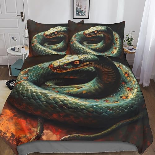 Parure de lit serpent 200x200 housse de couette microfibre sans repassage pour lit ado