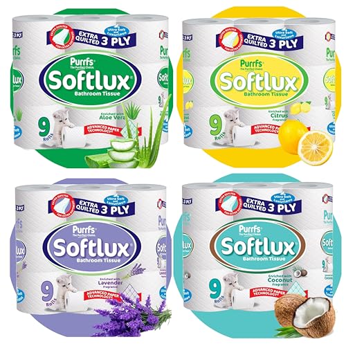 UR CHOICE Luxury Toilet Rolls Bulk Buy - Quilted White 3 Ply Toilet Paper - Pack of 9 Toilet Tissue - 70 Sheets per roll - Eco-Friendly Toilet Paper Sustainably Crafted. (Mix Flavour)