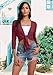 PrinStory Women's Tie Front Shrug 3/4 Sleeve Cropped Bolero Cardigan Lightweight Summer Casual Short Shawl Cover up Top Claret S