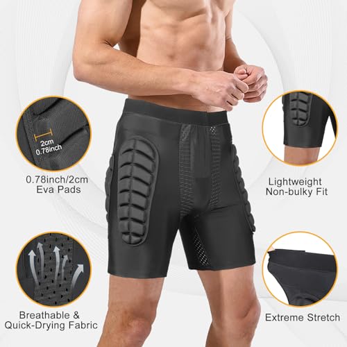 Protective Padded Shorts, 3D Protection Hip Butt EVA Protective Gear Guard for Ski Snowboard Skateboarding 5 Size Men Women Youth Kids Black