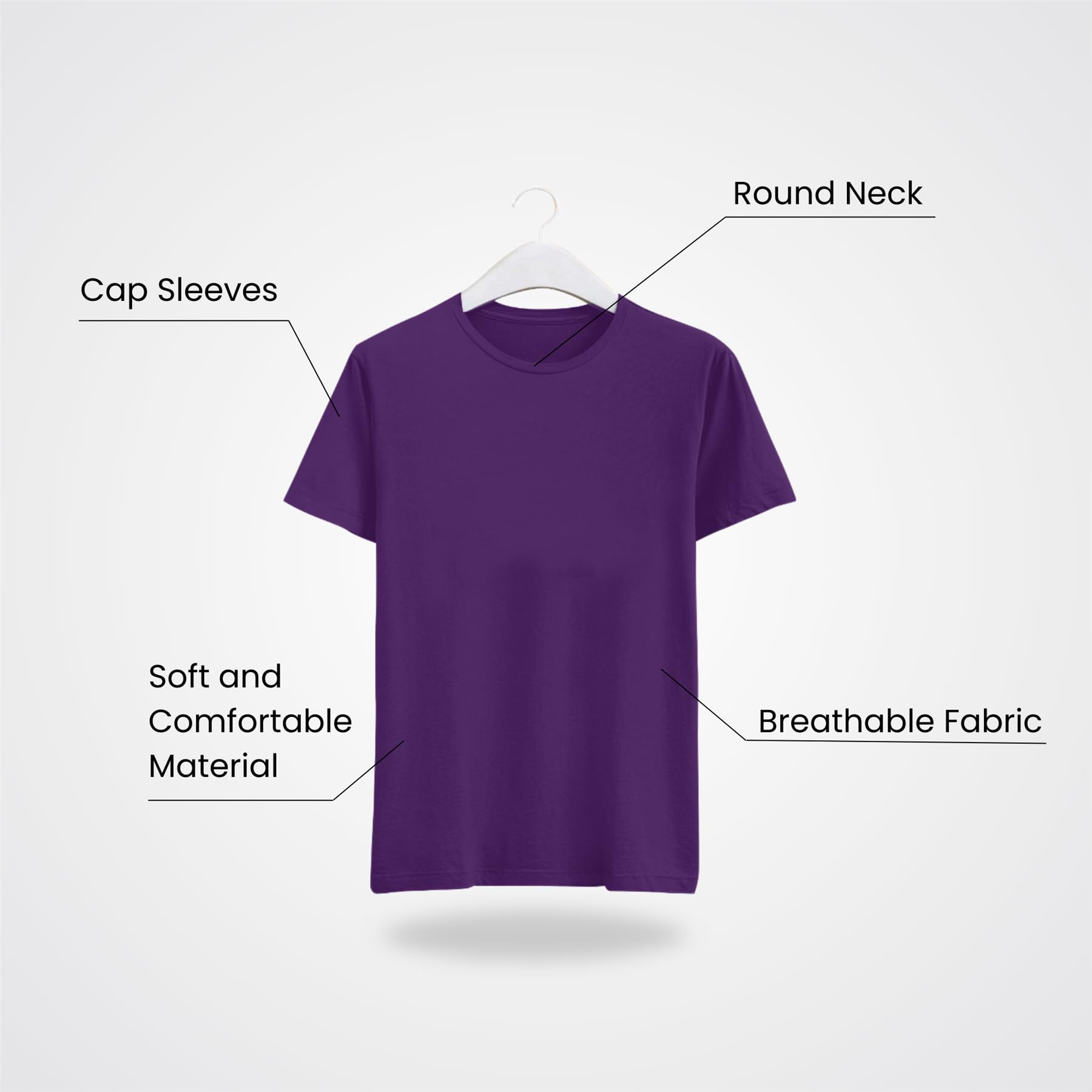 Confezione da 3 magliette unisex per bambini, girocollo, a maniche corte, casual, tinta unita, morbide, per ragazzi e ragazze, Viola, 11-12 Anni
