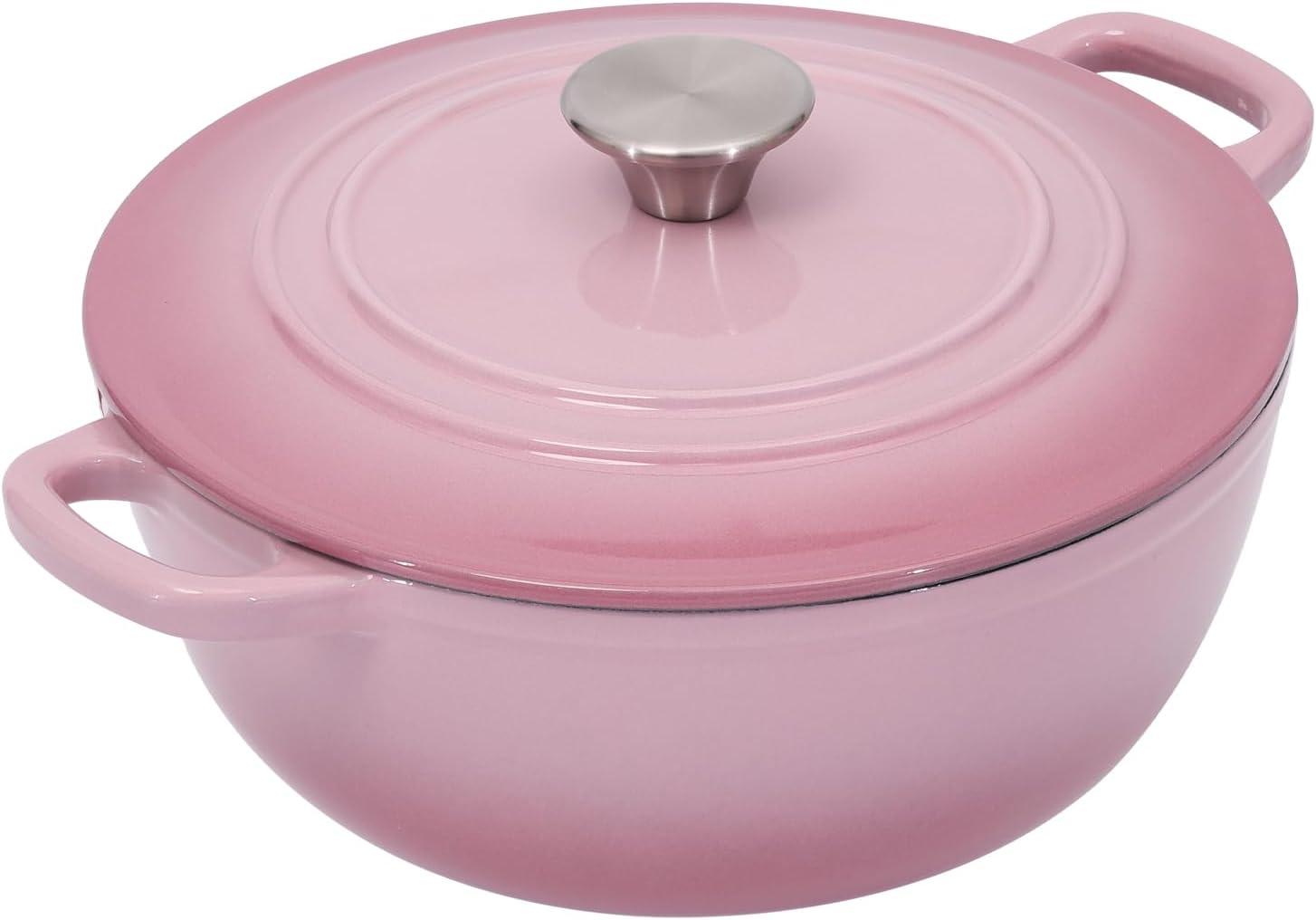Dutch Oven Pot with Lid 4.8 qt Cast Iron Dutch Oven for Bread Baking Pink Enameled Cast Iron Dutch Oven with Handels