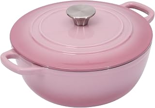 Dutch Oven Pot with Lid 4.8 qt Enameled Cast Iron Dutch Oven for Bread Baking Pink