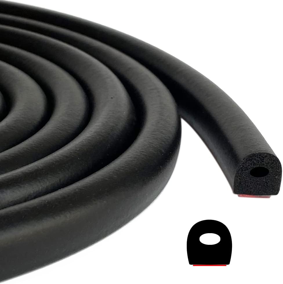 D-Shaped Rubber Seal (26 Feet, Black(.5" Height.5" Width))