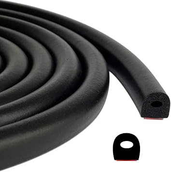 D Shape EPDM Foam Rubber Seal with Tape, Self-Adhesive Rubber Weather Stripping for Boat, Auto, RV, Marine, Garage Doors/Window and More, W0.5"; H0.5"; L26Feet