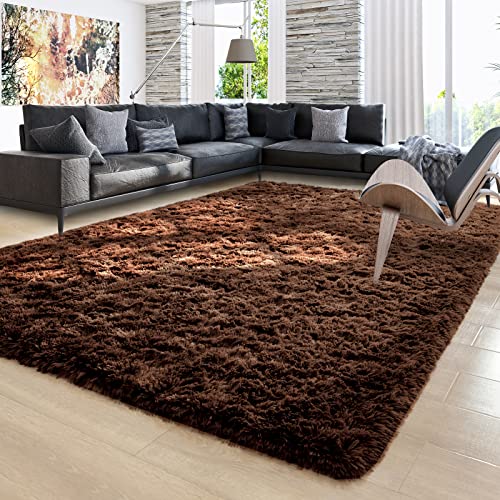 Ompaa Brown 8x10 Feet Fluffy Rug