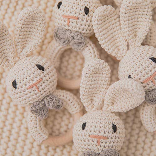 Youuys Houten Baby Rammelaar Shaker Mooie Gehaakte Bunny Ring Baby Ontwikkeling Handgreep Baby Speelgoed, Leuke Haak… - Image 8